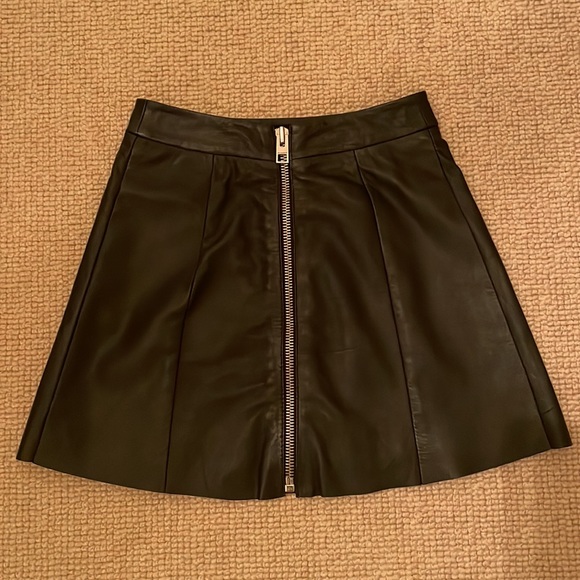 Allsaints womens black leather mini skirt size 0 - Picture 2 of 4